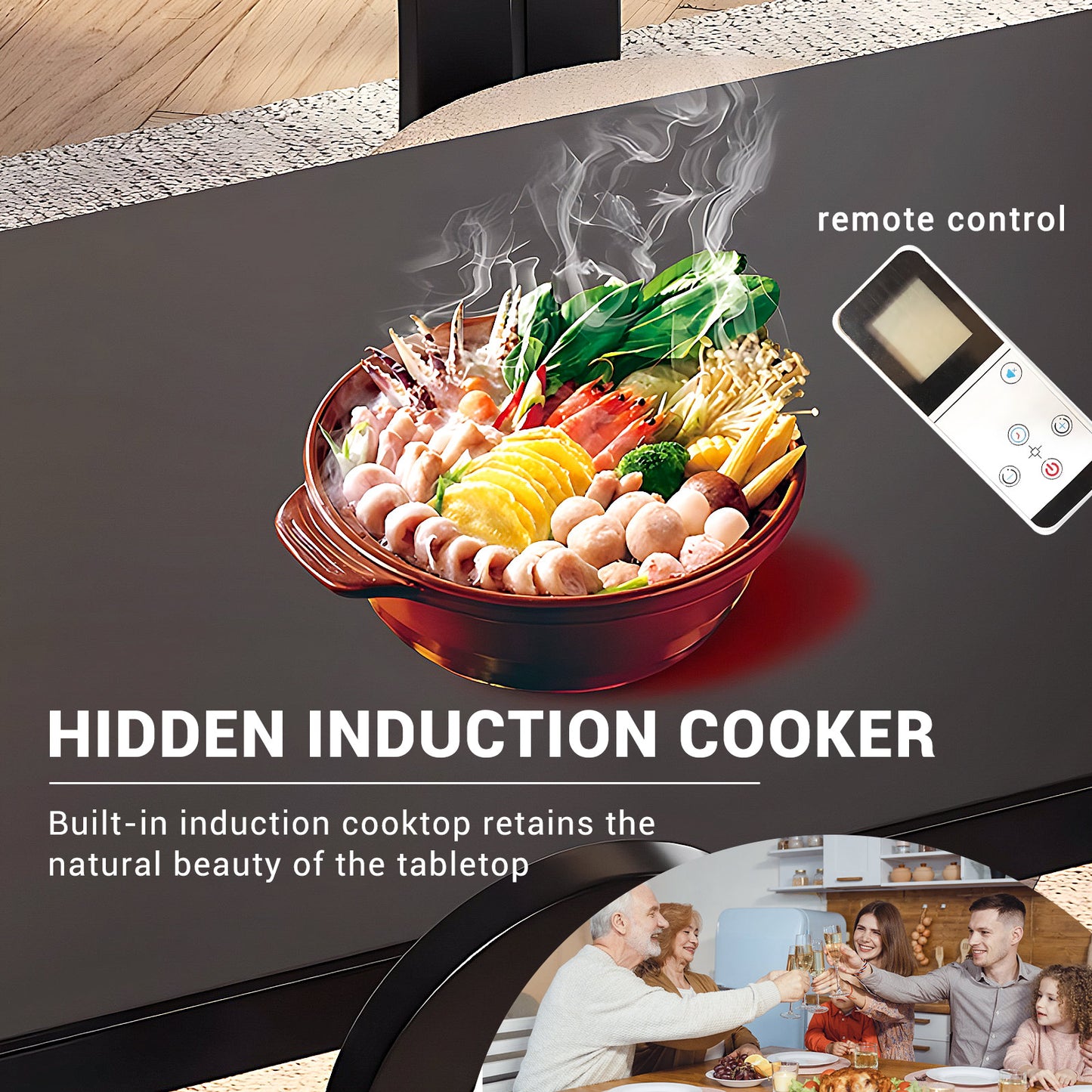 Aihm-Lon Kitchen Island with Extendable Table Pull-Out Cabinets  97.63"-105.51"