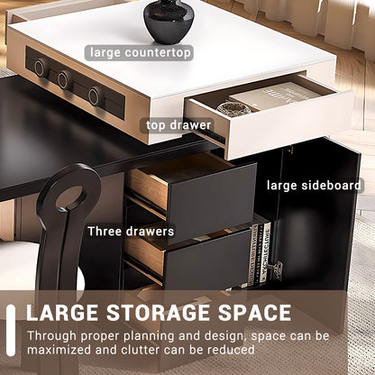 Aihm-Lon Kitchen Island with Extendable Table Pull-Out Cabinets  97.63"-105.51"