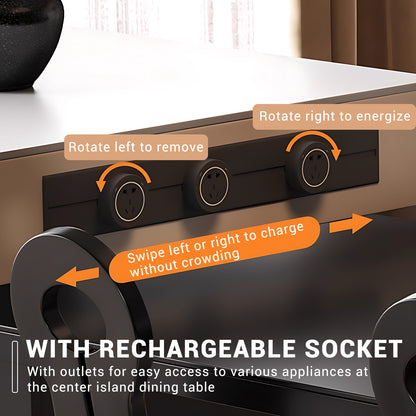 Aihm-Lon Kitchen Island with Extendable Table Pull-Out Cabinets  97.63"-105.51"