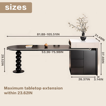 Aihm-Lon Kitchen Island with Extendable Table Pull-Out Cabinets  97.63"-105.51"