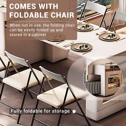 Aihm-Lon Kitchen Island with Extendable Table and 6 Chairs 80.7"