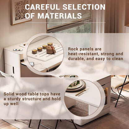 Aihm-Lon Kitchen Island with Extendable Table and 6 Chairs 80.7"