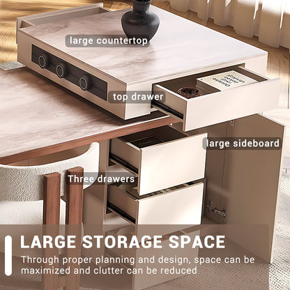 Aihm-Lon Kitchen Island with Extendable Table and Storage 97.63"-105.51"