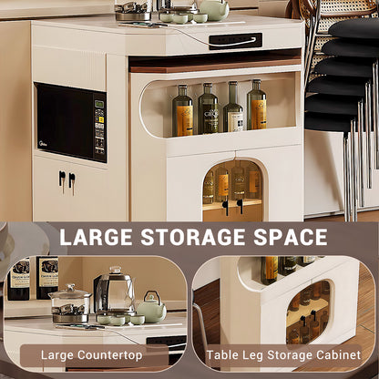 Aihm-Lon White Kitchen Island with Extendable Table 80.8"