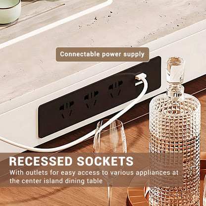 Aihm-Lon White Kitchen Island with Extendable Table 80.8"