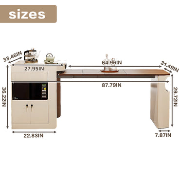 Aihm-Lon White Kitchen Island with Extendable Table 80.8"