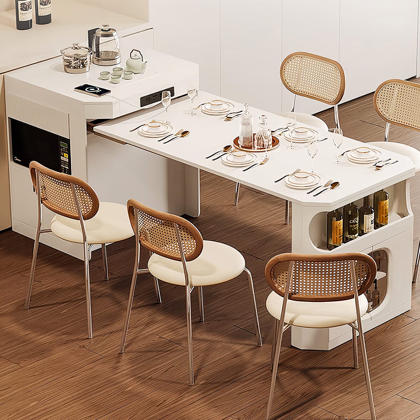 Aihm-Lon Kitchen Island with Extendable Table for Small Spaces 87.79"