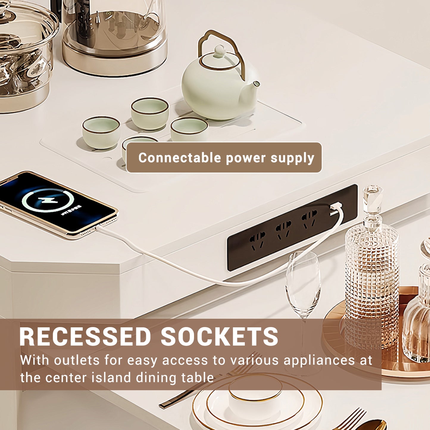 Aihm-Lon Kitchen Island with Extendable Table for Small Spaces 87.79"