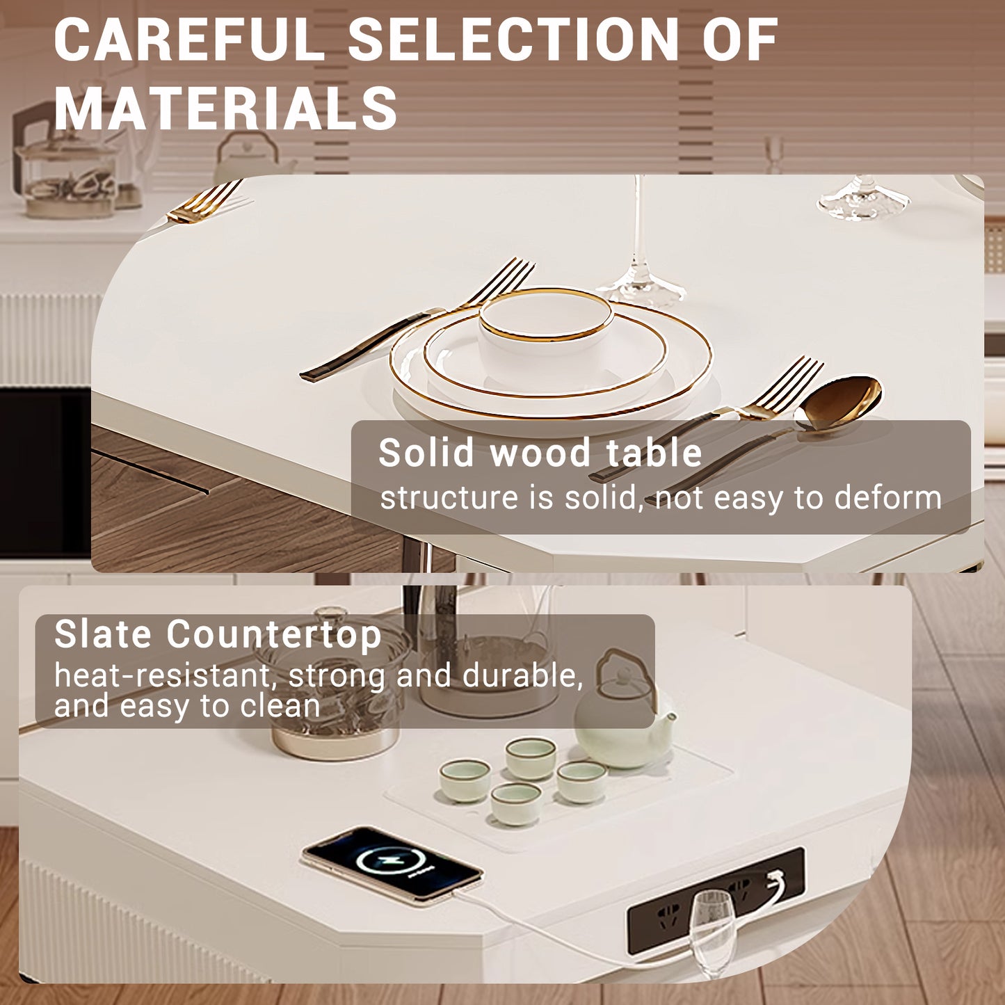 Aihm-Lon Kitchen Island with Extendable Table for Small Spaces 87.79"