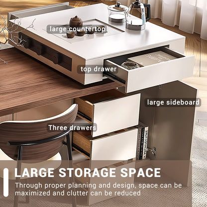 Aihm-Lon Kitchen Island with Extendable Dining Table and Storage 97.63"-105.51"