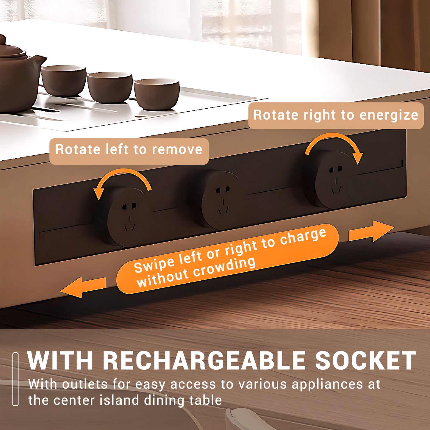 Aihm-Lon Kitchen Island with Extendable Dining Table and Storage 97.63"-105.51"