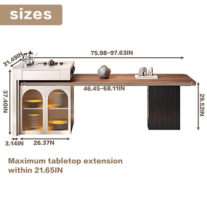 Aihm-Lon Kitchen Island with Extendable Dining Table and Storage 97.63"-105.51"