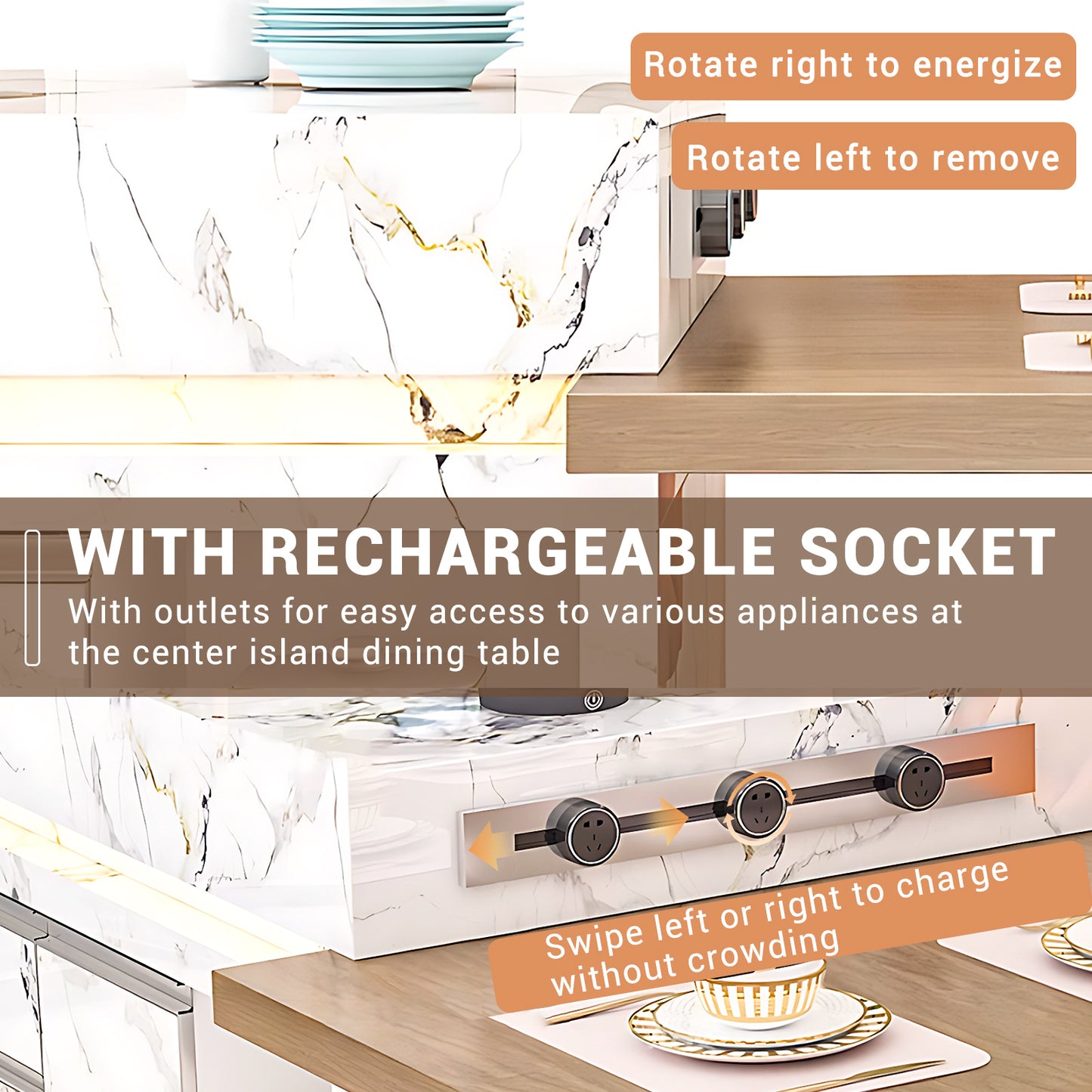 Aihm-Lon Kitchen Island with Extendable Table Kitchen Shelves 93.7"-109.44"