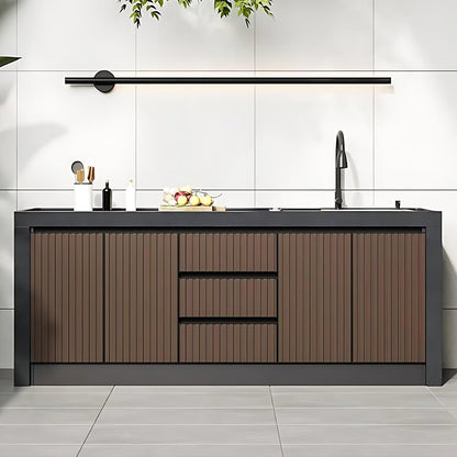 Aihm-Lon Outdoor Kitchen Storage Cabinet with Doors and Shelves 78.74"-86.61"