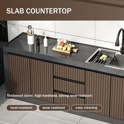 Aihm-Lon Outdoor Kitchen Storage Cabinet with Doors and Shelves 78.74"-86.61"