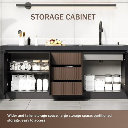 Aihm-Lon Outdoor Kitchen Storage Cabinet with Doors and Shelves 78.74"-86.61"