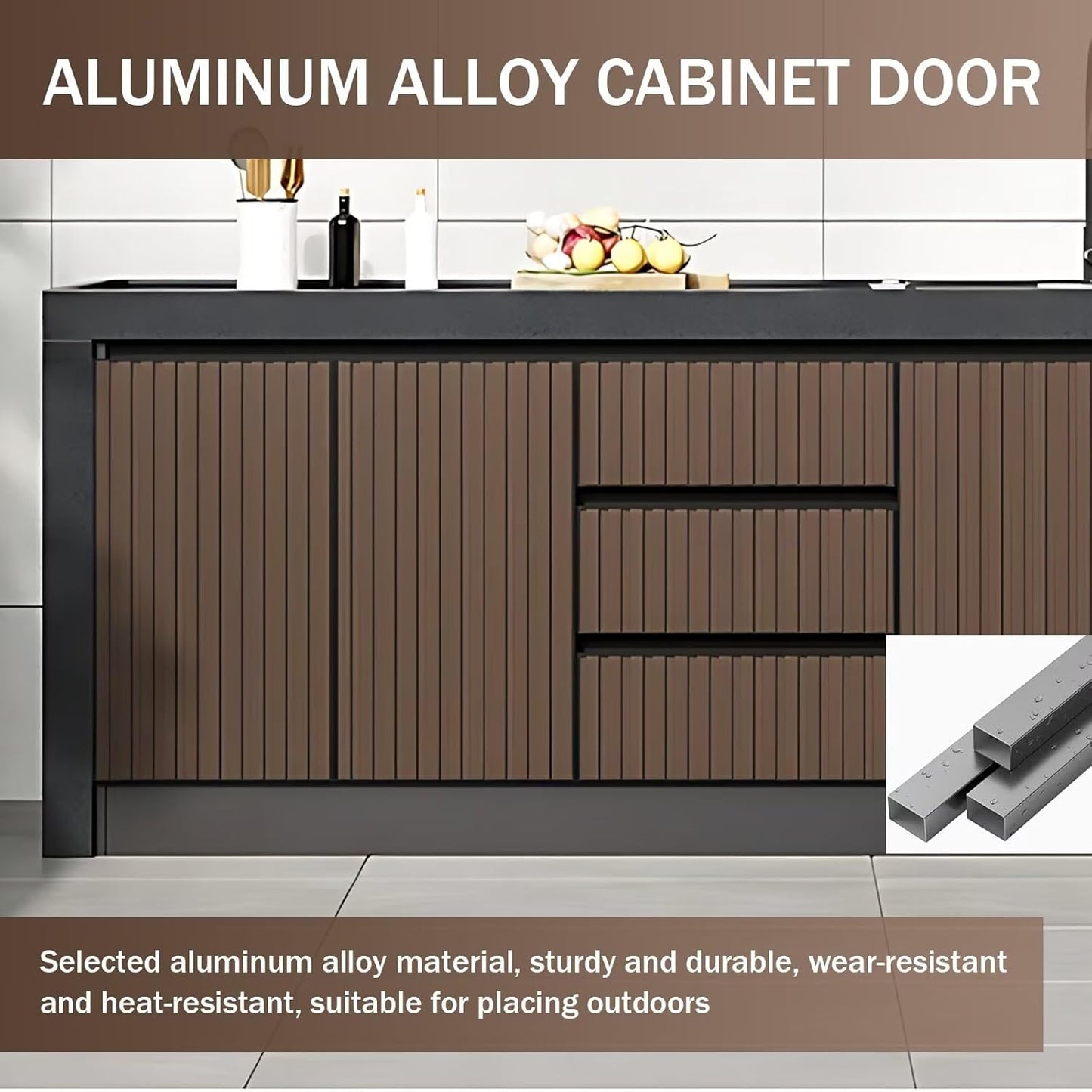 Aihm-Lon Outdoor Kitchen Storage Cabinet with Doors and Shelves 78.74"-86.61"