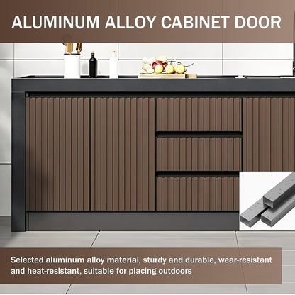 Aihm-Lon Outdoor Kitchen Storage Cabinet with Doors and Shelves 78.74"-86.61"