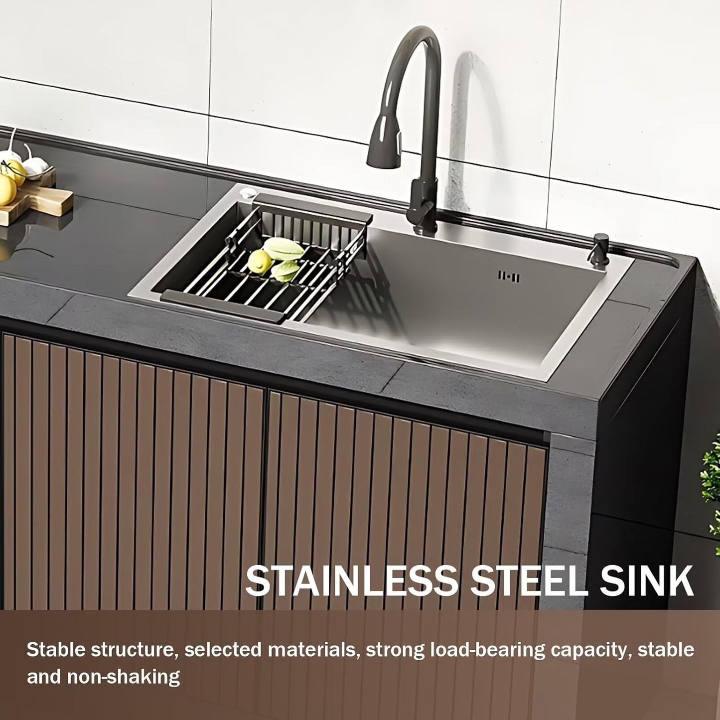 Aihm-Lon Outdoor Kitchen Storage Cabinet with Doors and Shelves 78.74"-86.61"