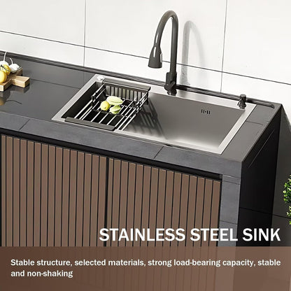 Aihm-Lon Outdoor Kitchen Storage Cabinet with Doors and Shelves 78.74"-86.61"