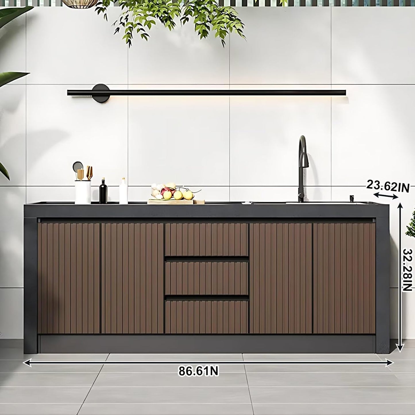 Aihm-Lon Outdoor Kitchen Storage Cabinet with Doors and Shelves 78.74"-86.61"