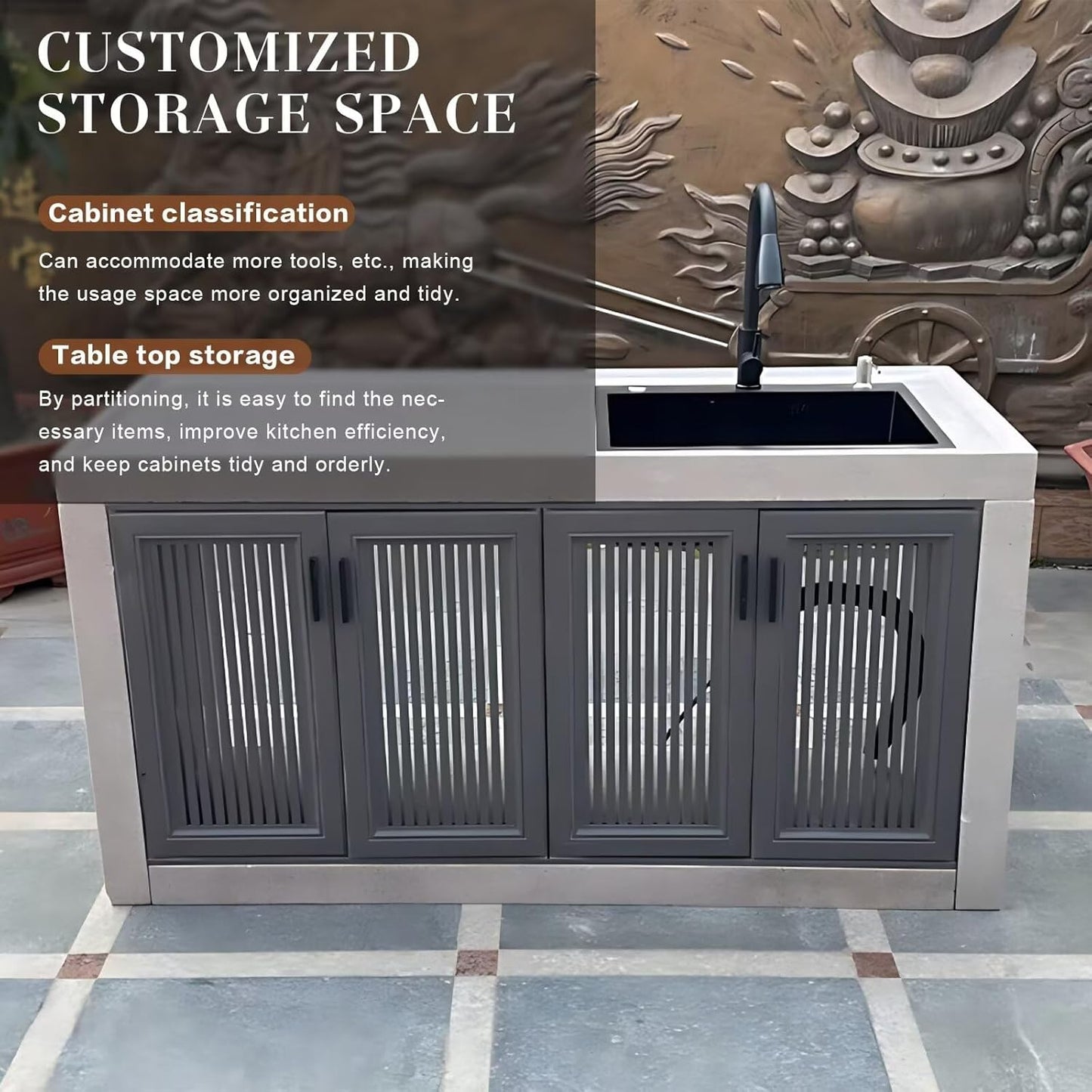 Aihm-Lon Freestanding Outdoor Kitchen Storage Cabinet 43.31"-78.74"