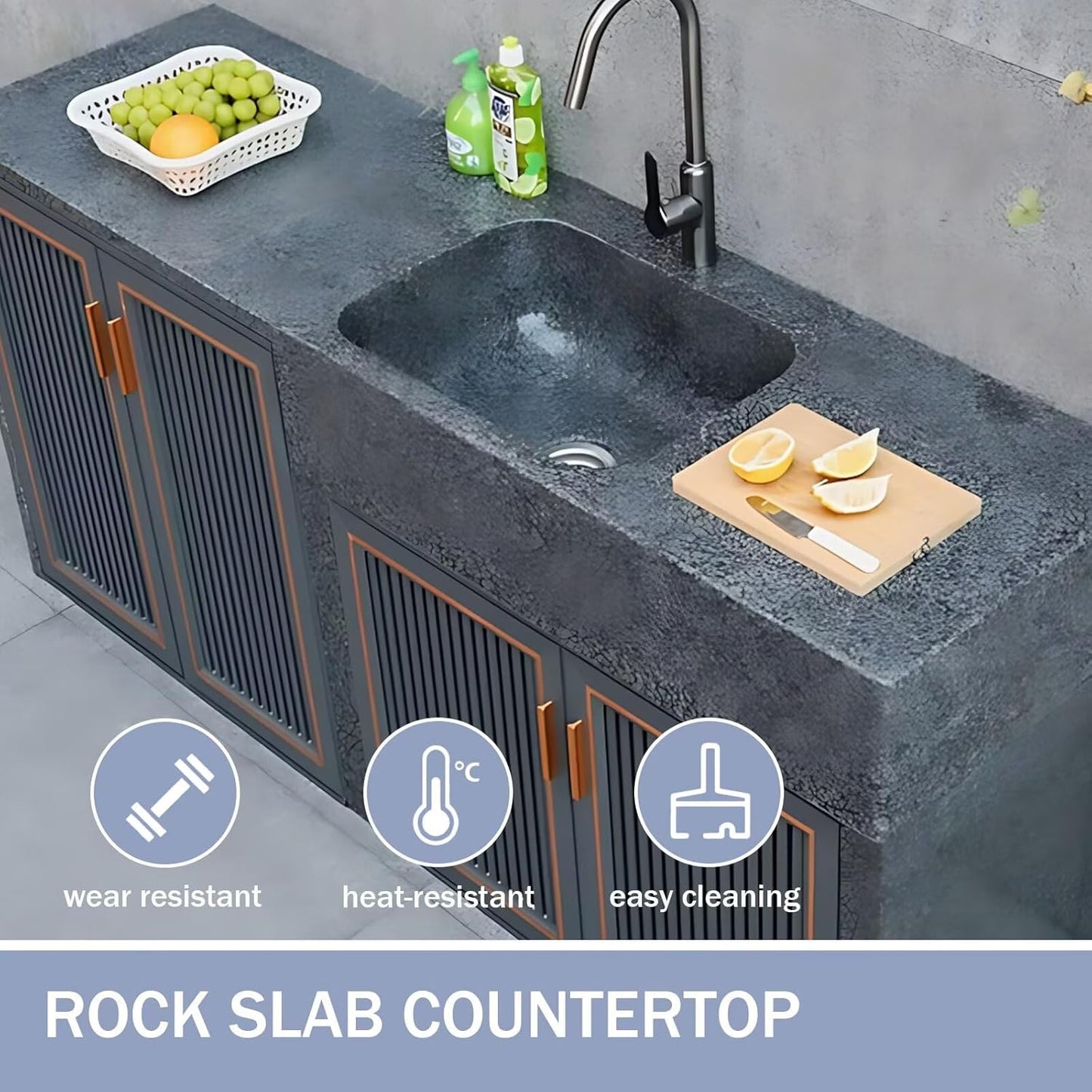 Aihm-Lon Waterproof Outdoor Kitchen Storage Cabinet with Doors 59.05"-90.55"