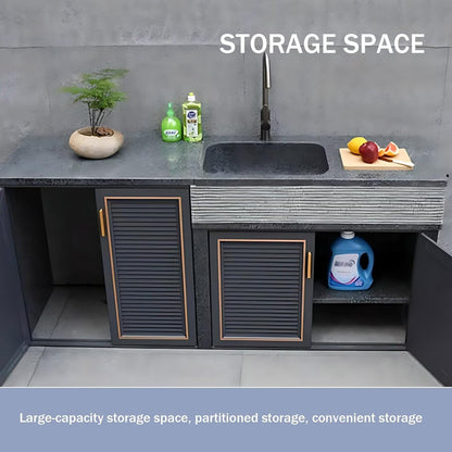 Aihm-Lon Waterproof Outdoor Kitchen Storage Cabinet with Doors 59.05"-90.55"