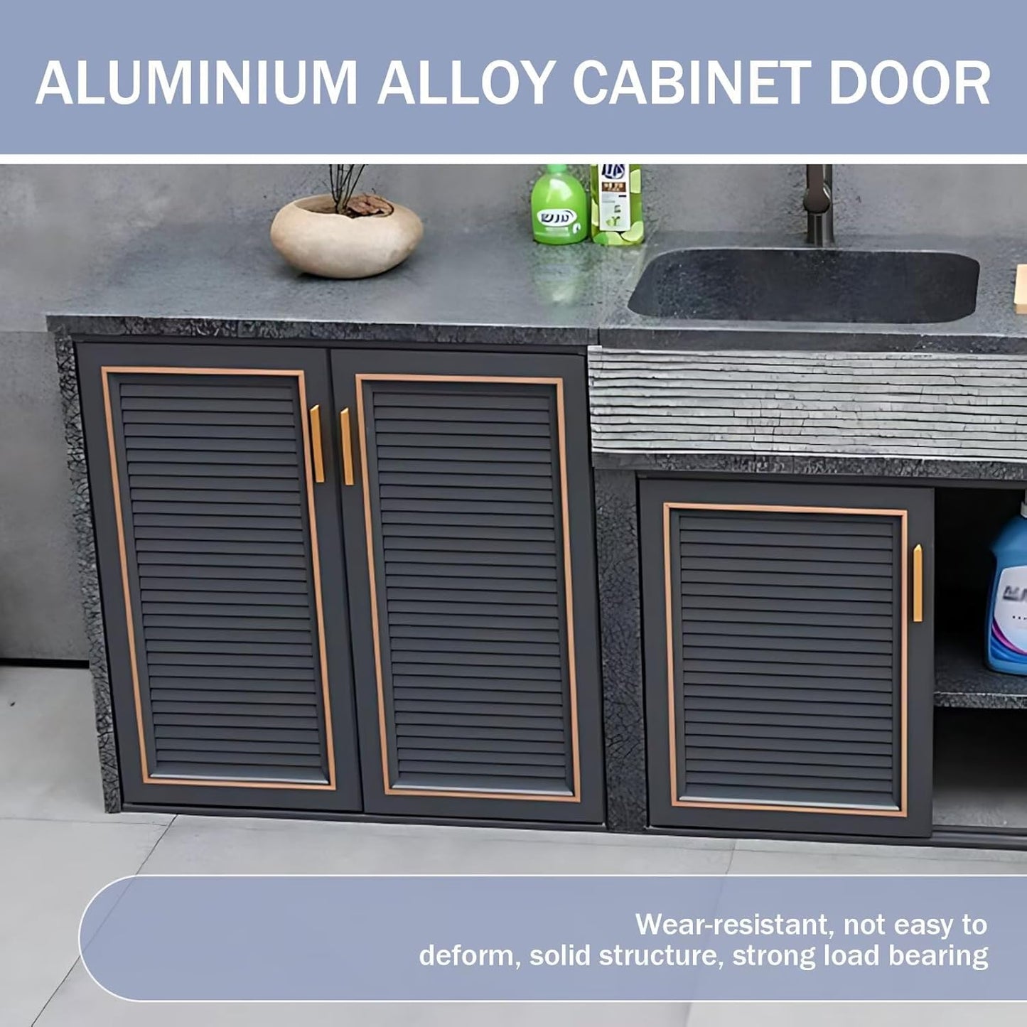 Aihm-Lon Waterproof Outdoor Kitchen Storage Cabinet with Doors 59.05"-90.55"