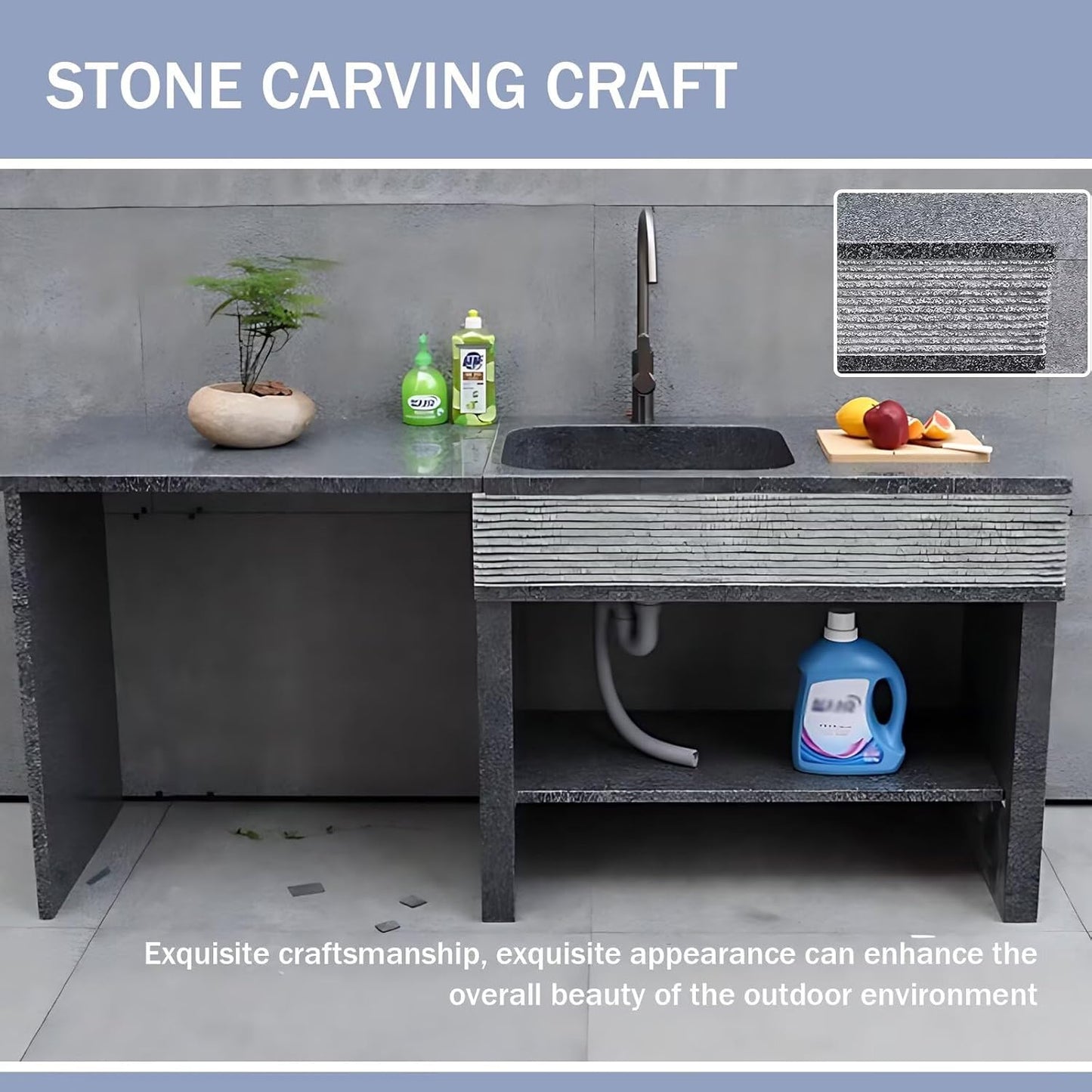 Aihm-Lon Waterproof Outdoor Kitchen Storage Cabinet with Doors 59.05"-90.55"