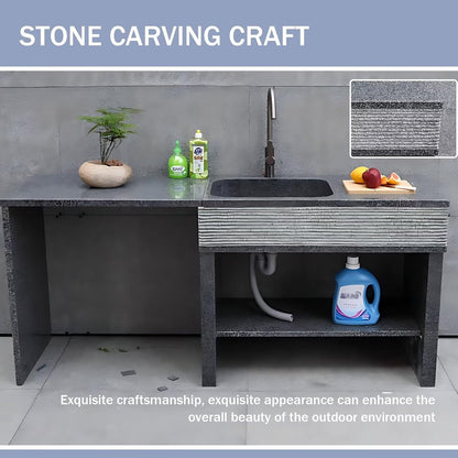 Aihm-Lon Waterproof Outdoor Kitchen Storage Cabinet with Doors 59.05"-90.55"