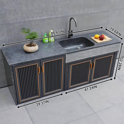 Aihm-Lon Waterproof Outdoor Kitchen Storage Cabinet with Doors 59.05"-90.55"