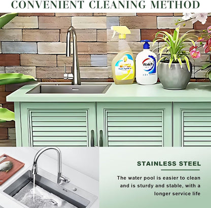 Aihm-Lon Retro Outdoor Kitchen Storage Cabinet with Sink 61.02"