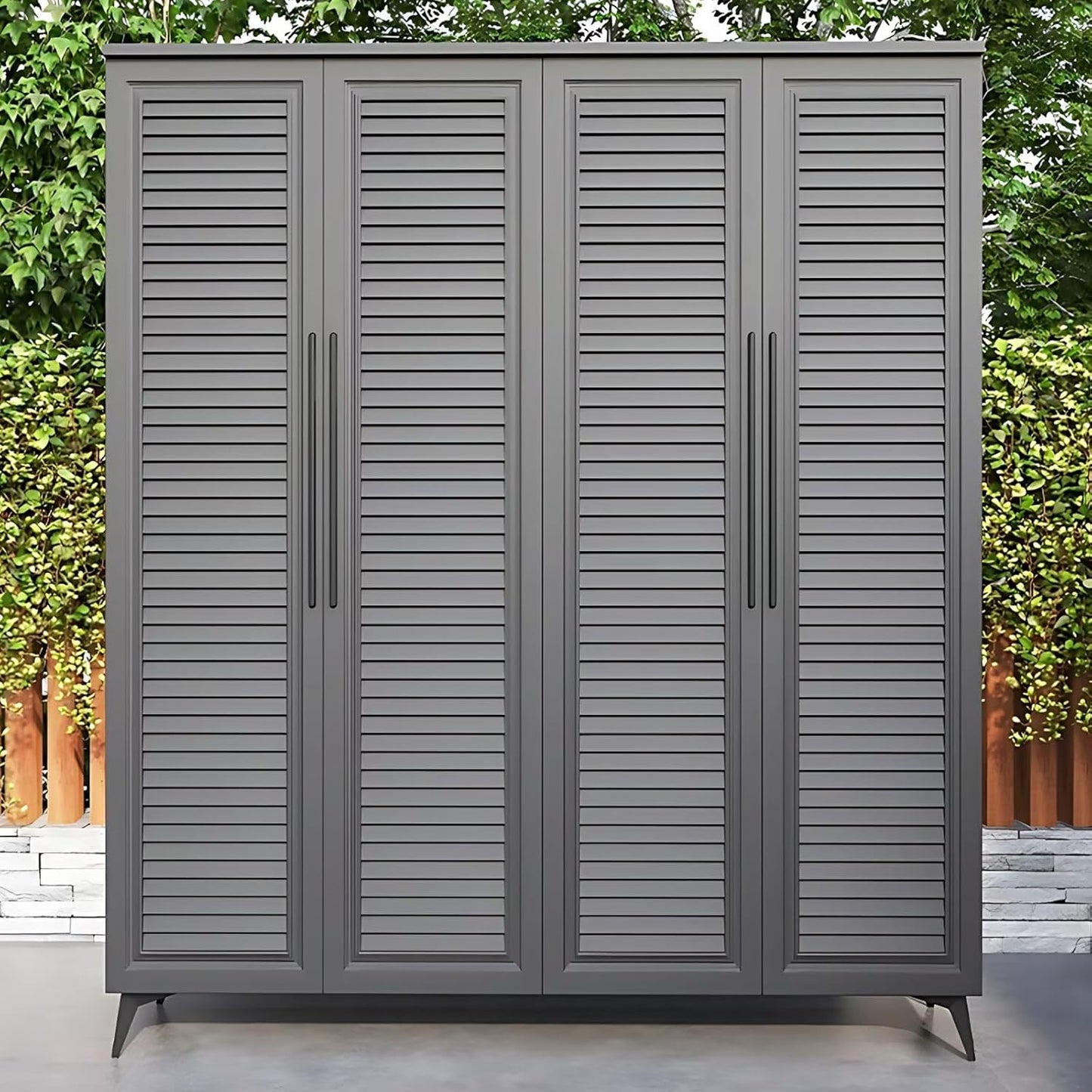 Aihm-Lon Outdoor Storage Cabinet Shelves Tall Aluminum Alloy Cabinet 78.74"