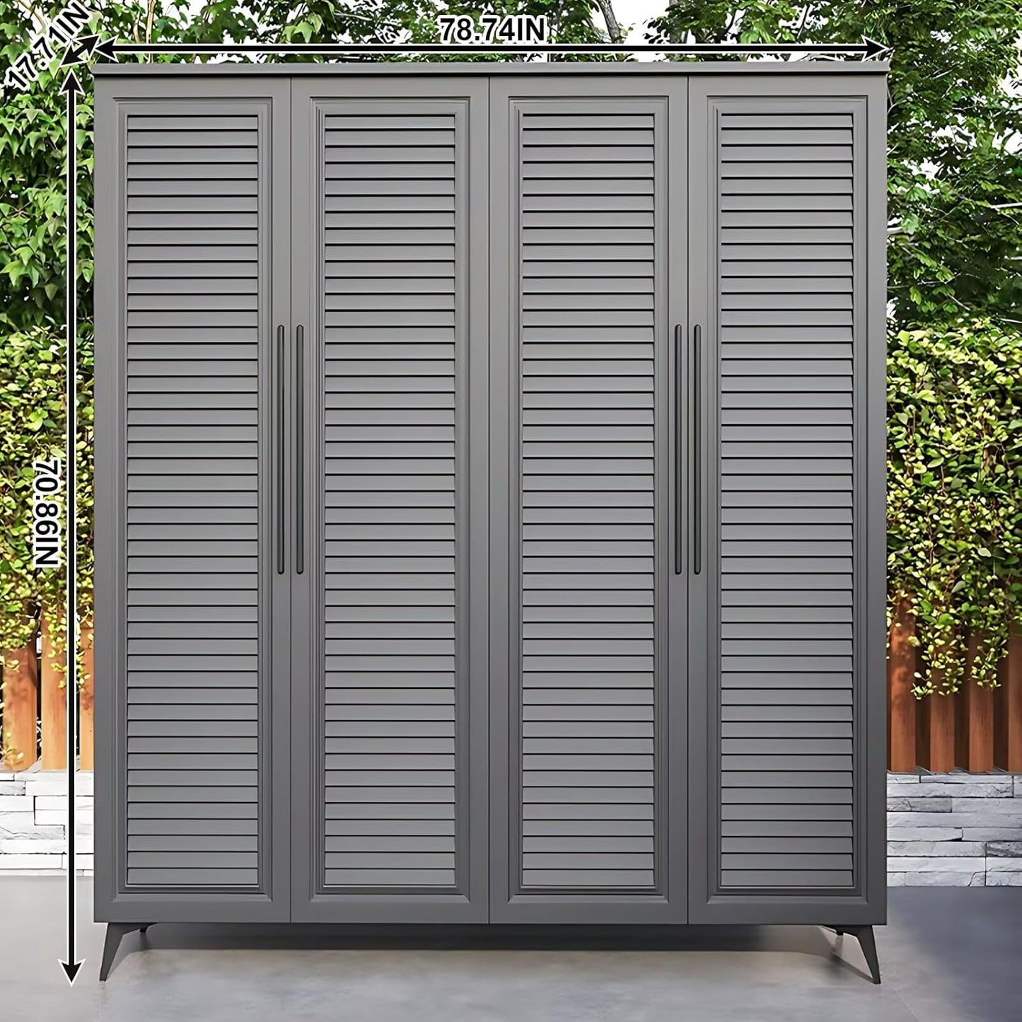 Aihm-Lon Outdoor Storage Cabinet Shelves Tall Aluminum Alloy Cabinet 78.74"