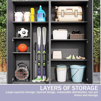 Aihm-Lon Outdoor Storage Cabinet Shelves Tall Aluminum Alloy Cabinet 78.74"