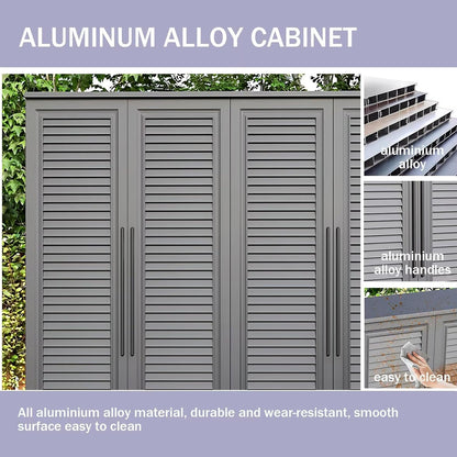 Aihm-Lon Outdoor Storage Cabinet Shelves Tall Aluminum Alloy Cabinet 78.74"