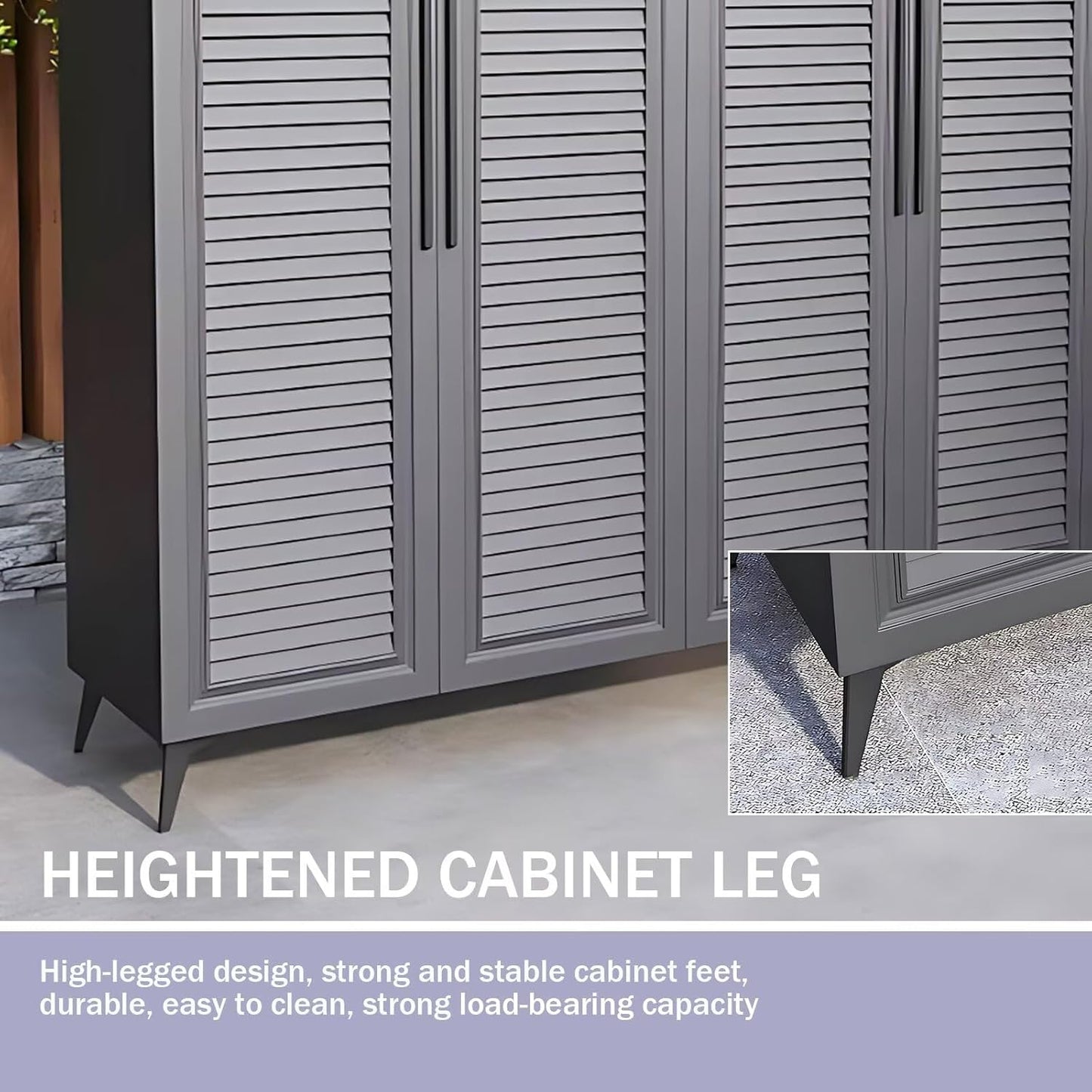 Aihm-Lon Outdoor Storage Cabinet Shelves Tall Aluminum Alloy Cabinet 78.74"