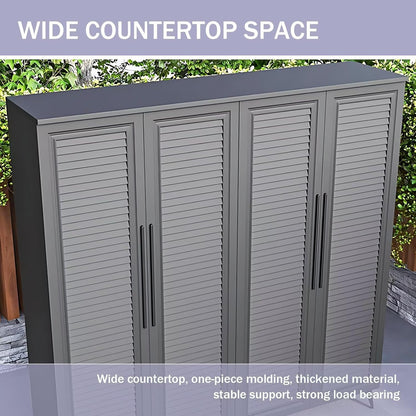 Aihm-Lon Outdoor Storage Cabinet Shelves Tall Aluminum Alloy Cabinet 78.74"