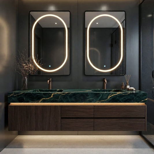 60"-96" Floating Bathroom Vanities with Double Sink Luxury Vanitys Cabinet with Smart Anti-Fog Mirror