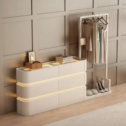 Aihm-Lon Modern Clothes Rack with Transparent Glass Storage&Ambient Lighting 49’’-75’’