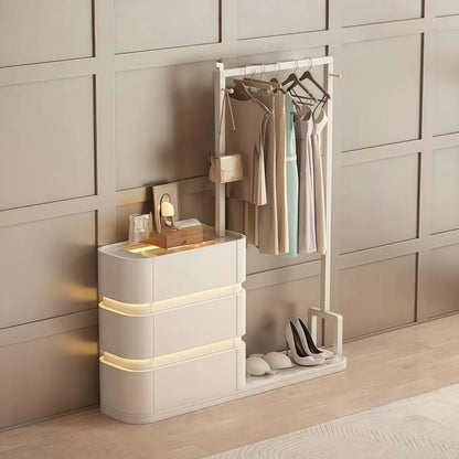 Aihm-Lon Modern Clothes Rack with Transparent Glass Storage&Ambient Lighting 49’’-75’’