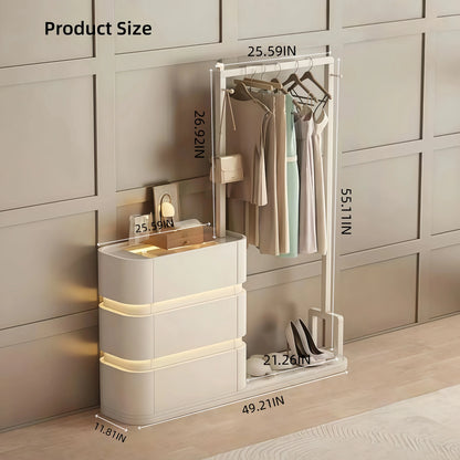 Aihm-Lon Modern Clothes Rack with Transparent Glass Storage&Ambient Lighting 49’’-75’’