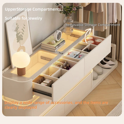 Aihm-Lon Modern Clothes Rack with Transparent Glass Storage&Ambient Lighting 49’’-75’’