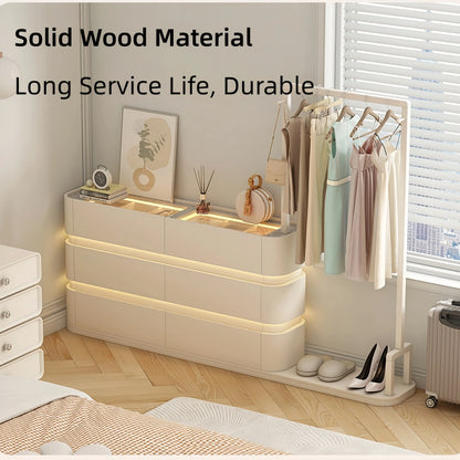 Aihm-Lon Modern Clothes Rack with Transparent Glass Storage&Ambient Lighting 49’’-75’’