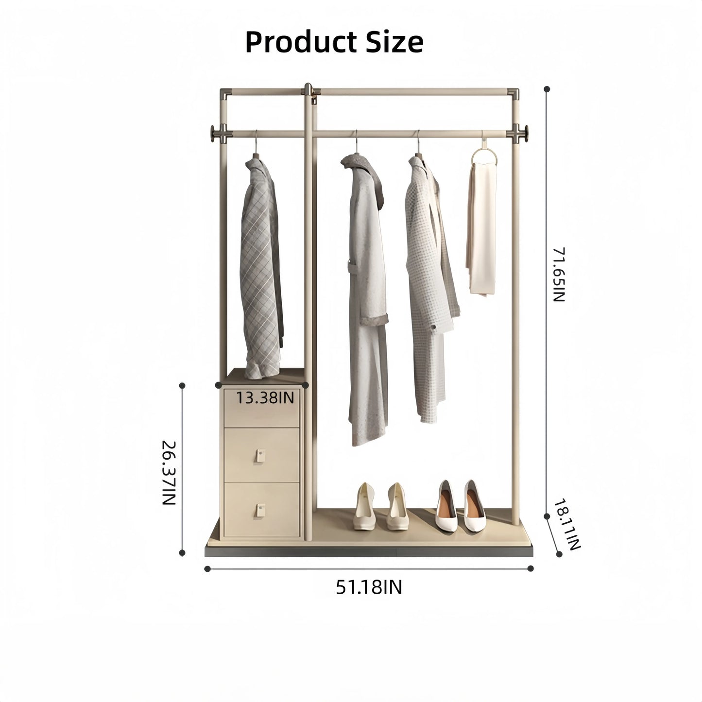 Aihm-Lon Custom Clothes Rack with Unique Cross-Shaped Hanging Rod 47’’-51’’