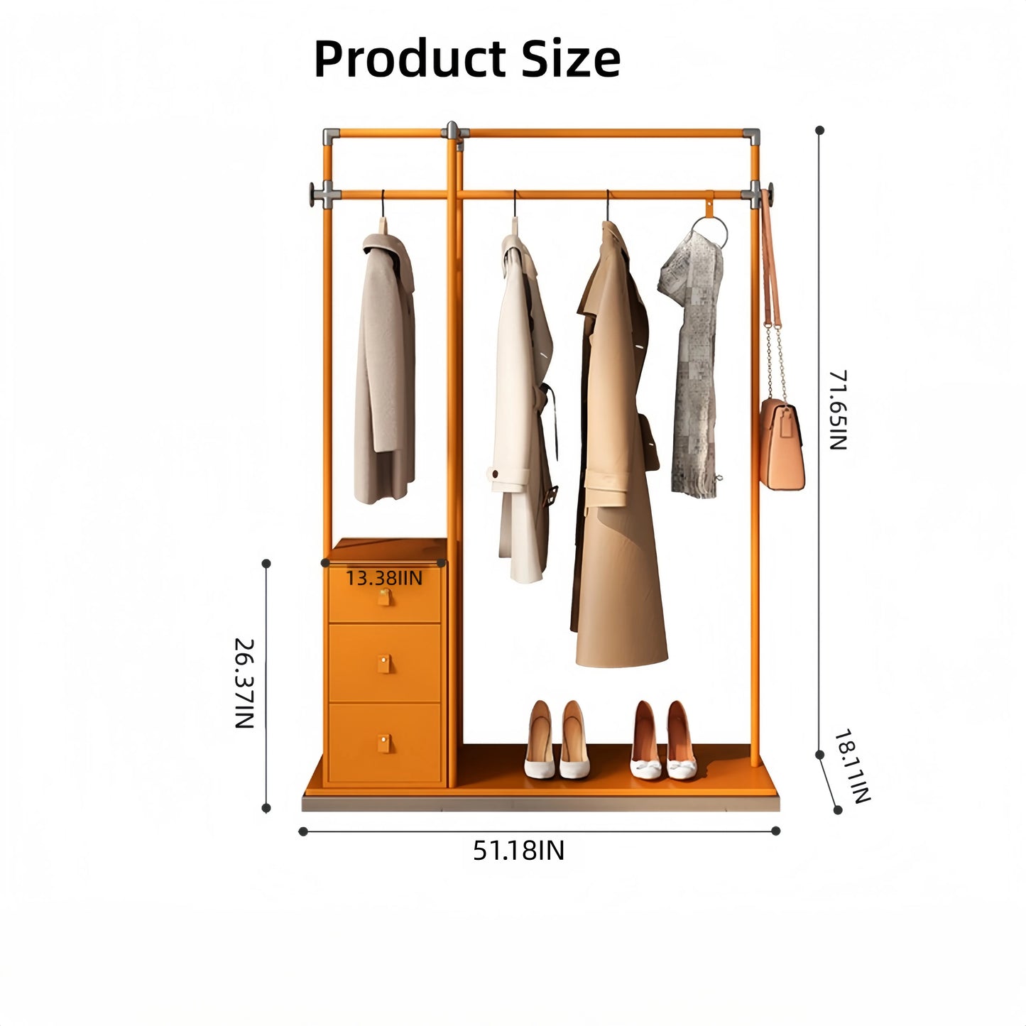 Aihm-Lon Custom Clothes Rack with Unique Cross-Shaped Hanging Rod 47’’-51’’