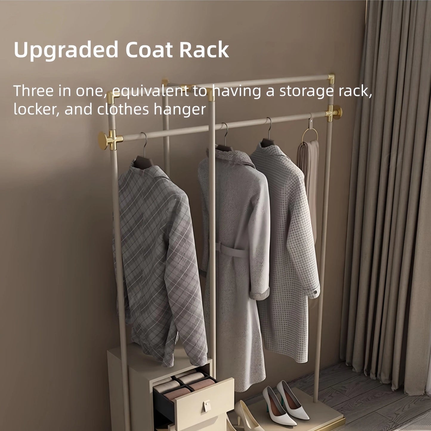 Aihm-Lon Custom Clothes Rack with Unique Cross-Shaped Hanging Rod 47’’-51’’