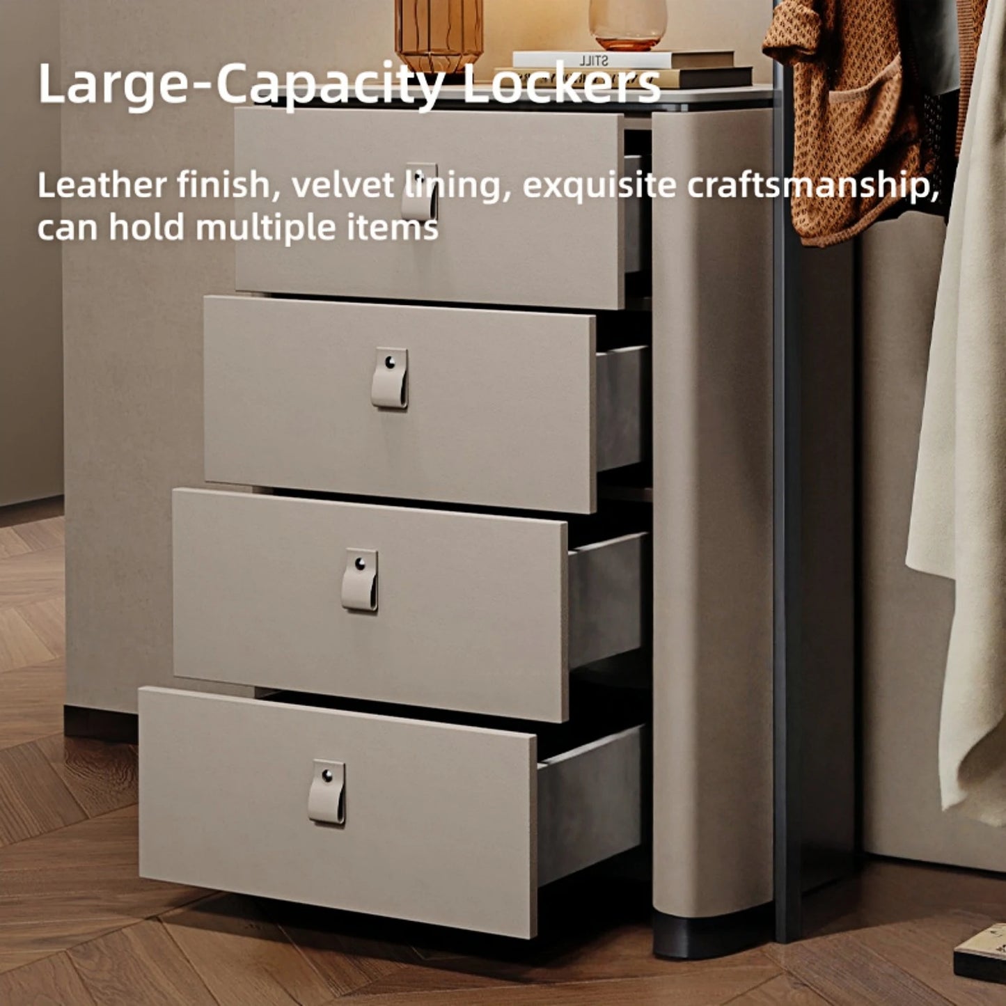 Aihm-Lon Spacious Clothes Rack with Storage Compartments&Slate Countertop 51’’-59’’