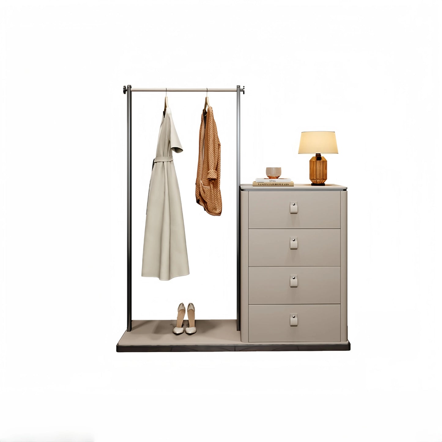 Aihm-Lon Spacious Clothes Rack with Storage Compartments&Slate Countertop 51’’-59’’